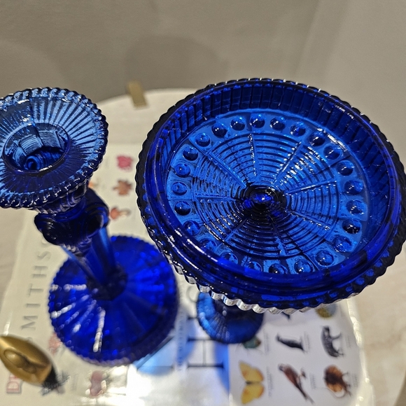 Cobalt blue vintage glass Candlestick Holder - Picture 11 of 11